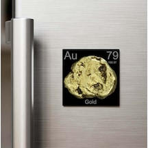 Gold Altın Elementi Buzdolap Magneti 9x9 Cm
