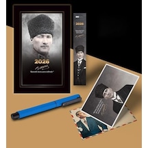 2026 Komutan Atatürk Ajandası Ayraç Kartpostal Kalem - Mavi 103 Ivory