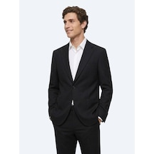 Kip Siyah Çizgili Modern Fit Pamuk Karışımlı Örme Takım Elbise
