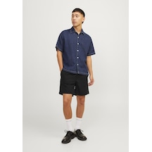 Jack & Jones Erkek Keten Karisimli Jogger Sort - Jaiden 12248629 Black Vizon