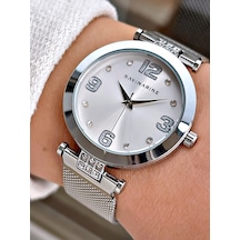 Navimarine Gümüş Renk Çelik Kordon Kadın Kol Saati + Bileklik Hediyeli Nda502