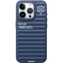 İphone 15 Pro Uyumlu Kılıf Mat Renkli Tasarım Youngkit Serisi Kapak Mavi