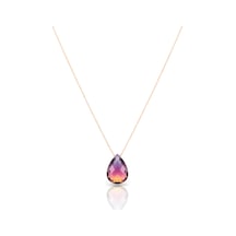 Renkli His Taşı Gümüş Kolye 925 Ayar - Rose Rose Gold