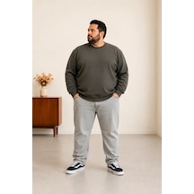 Sngl Tekstil Erkek Büyük Beden Oversize 3 İplik Uzun Kollu Sweatshirt 3xl-4xl-5xl-6xl-7xl-8xl-9xl Yeşil
