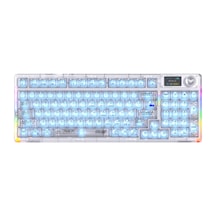 Aula F98 Pro V3 Oled Ekranlı Crystal Switch Makrolu Kablosuz Rgb Hot-swap Gasket Pre-lubed Switch Mekanik Klavye Şeffaf