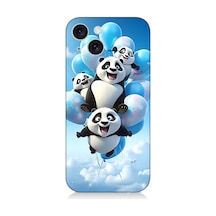 Apple Uyumlu iPhone 15 Silikon Kılıf Uçan Sevimli Pandalar