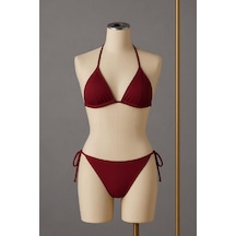 Kadın Kombin Şıklığı Bordo Yandan Ve Boyundan Bağlamalı Bikini Ma