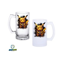 Pikachu Kulplu Bira Bardağı Buzlu Veya Şeffaf Seçenekli 0338