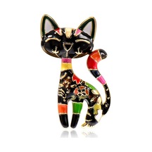 Blucome Emaye Sevimli Kedi Şeklinde Broş Çok Renkli