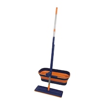 Yeniden Kullanılabilir Tekerlekli Kovalı Kendinden Sıkmalı Mikrofiber Islak Ve Kuru Zemin Temizleme Mop Seti 1 Yedek Bezli