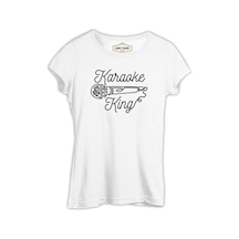 Microphone Karaoke King Beyaz Kadın Tshirt 001