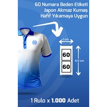 60 Numara Beden Etiketi / Tırnak Etiketi 1 Rulo X 1000 Adet
