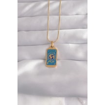 316l Çelik Gold Renk Mavi Mineli El Figür Tarot Kolye - Tj-bko9040