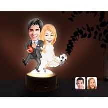 Kişiye Özel Sevgililer Karikatürlü Dekoratif 3D Biblo Led Işıklı (481495424)