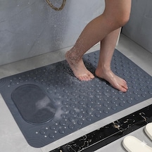 Antrasit Gri Kaymaz Banyo Paspası - 35x69 Cm Vantuzlu Duş Matı, Ayak Masajlı Ve Temizleme Dokul Antasit Gri