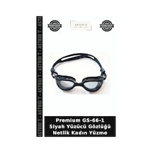 Premium Gs-66-1 Siyah Yüzücü Gözlüğü Netlik Kadın Yüzme