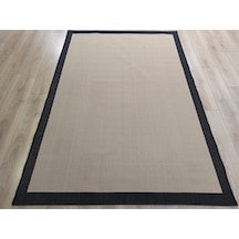 Çam Halı Sisal 9716 Bej / Siyah Bordürlü Jüt Sisal Kilim - 120x120