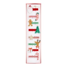 Meri Meri - Jolly Christmas Saç Tokaları - 8 Adet Çok Renkli