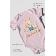 Morivokids İlk Dişim Çıktı Kısa Kollu Bebek Body %100 Pamuk Zbn119-kk Bebe Pembe