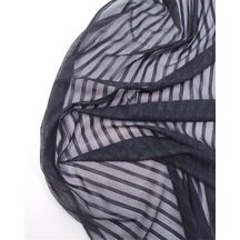 Siyah Kendinden Desenli Yumuşak File Tül Kumaş Bluzluk & Elbiselik 80x450cm-12837
