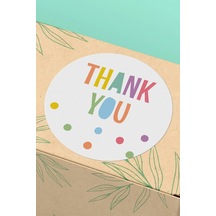 90 Adet Thank You Teşekkür Etiketi Renkli Yazılı 3x3cm St2028 Çok Renkli