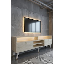 Resital Ledli Tv Sehpası - Led Işıklı - Gold Traverten - Gl9030-8