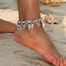 Novahub Avrupa Ve Amerika Birleşik Devletleri Moda Retro Oyma Fil Kalp Bileklik Halhal İki Sevgiyle Bronz