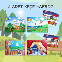 4 Set - 96 Parça Tox Origami Ve Sahne 5+ Keçe Yapboz - 5 Yaş Puzz