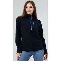 Genius Store Yarım Fermuarlı Outdoor Cepli Spor Kadın Polar Lacivert