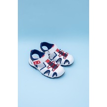 Aymeravm - Burnu Kapalı Beyaz Kırmızı Garnili Çocuk Sandalet ... Beyaz