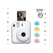Fujifilm Instax Mini 12 Fotoğraf Makinesi + 4'lü Renkli Lens Seti Beyaz