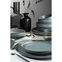 Kütahya Porselen Pearl Moderna 24 Parça 6 Kişilik Yemek Seti Mavi Çok Renkli