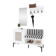 Trio Aynalı,raflı,hasırlı Ayakkabılık/portmanto %100mdf