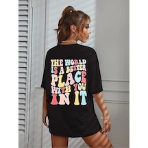 Soonaksesuar Bisiklet Yaka Baskılı T-shirt - Siyah SIYAH
