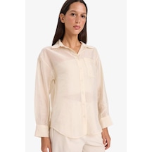 DeFacto Oversize Geniş Kalıp Basic Düz Modal Uzun Kollu Gömlek E3866AX25SPBG354