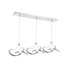 3'lü Kardelen Beyaz Işık Ledli Avize - Beyaz Işık Krom