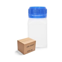 Borox Plastik Kare Şişe Mavi Kilit Kapaklı Sızdırmaz Numune şişesi 200 x 250 ML
