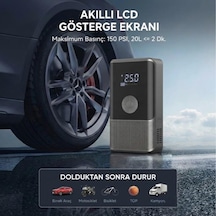 Bike Sky 10.000mah Dijital Ekranlı Araba Akü Takviye'li Kompresör Araç Lastik Şişirme Hava Pompası - 150psı