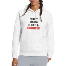 I Am Just Hero Baskılı Beyaz Kadın Kapşonlu Sweatshirt