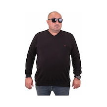 Starbattal Büyük Beden Selanik V Yaka Classic Sweat 23201 Sıyah-Sıyah Siyah