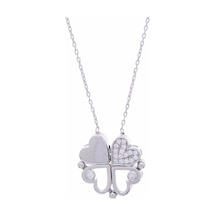 Kalp Yonca Model-1 Açılır-kapanır 925 Ayar Gümüş Aşk Kadın Kolye