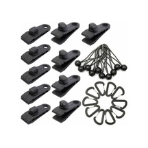 Lemestar 30 Parça Çadır Sabitleme Seti: 10 Adet Yüksek Dayanıklı Nilon Krokodil Ağızlı Klem, 10 Adet Kauçuk Esnek Kordon Ve 10 Adet Alüminyum D-simge, Güçlü Tutma, Kayma Engelleme, Çadır-güneşlik-kanvas Uyumlu Siyah