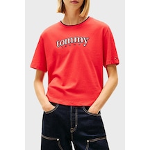 Tommy Jeans Bayan T Shirt Dw0dw22563 Xk3 Kırmızı Kırmızı