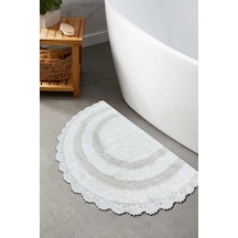 Half Ekru %100 Pamuklu Tekli 80x50 Cm Banyo Paspas Seti Renkli
