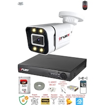 Fury 1 Kameralı 1080p Görüntü Gece Renkli-su Geçirmez Full Hd Ultra Led Güvenlik Kamerası Seti 320gb