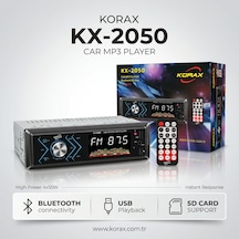 Korax Kx-2050 Spektrum Ekranlı Bluetooth Oto Teyp Mosfet 4x50w Ses Çıkışı Single-dın Mp3 Çalar