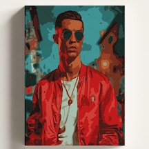 Sayılarla Boyama Tuval Hobi Seti Kırmızı Ronaldo Temalı Fırça Ve Boya Dahil Set Çıtalı 40x50 Cm Kendin Yap Say