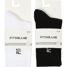 Premium Performance Crew Unisex 2'li Paket Siyah-beyaz Spor Çorap Siyah - Beyaz