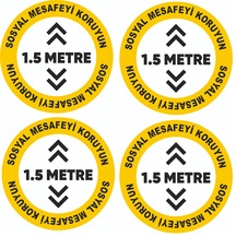 Sosyal Mesafe Sticker - 4 Adet Yapışkanlı Yer Folyosu 25X25Cm (467247601)