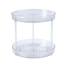 Pazly Şeffaf Çift Katmanlı 360 Dönebilen Döner Baharat Rafı - Lazy Susan Döner Tabla Şeffaf